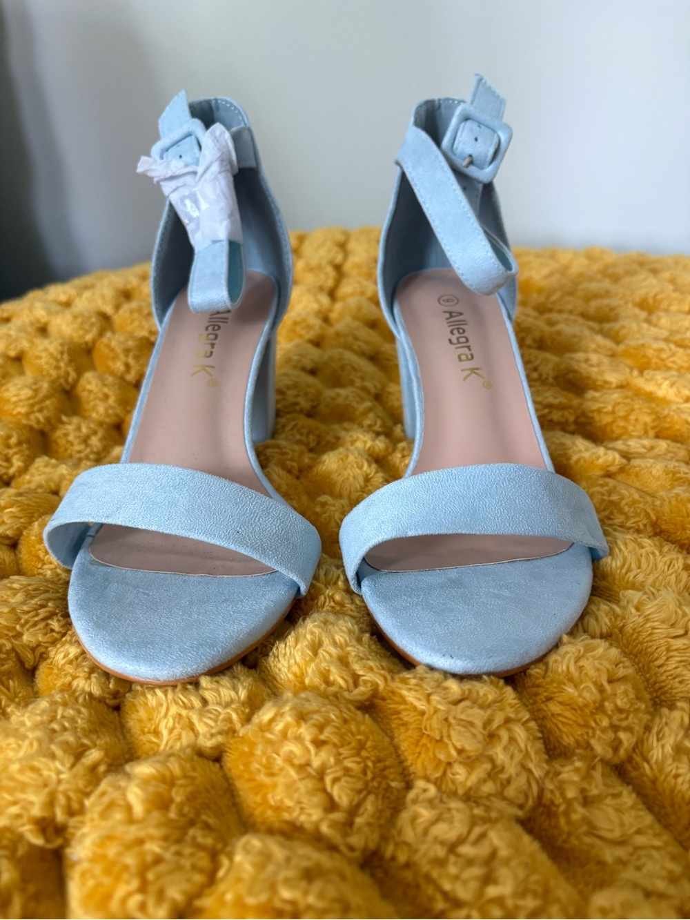 Allegra K Pale Blue Open-Toe Ankle Strap Heels